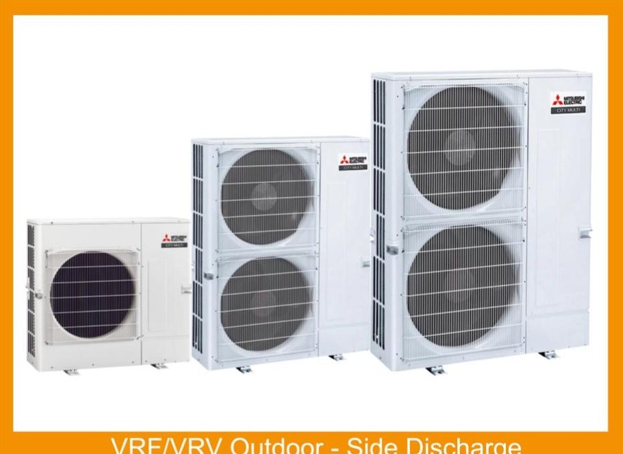 Mitsubishi Electric VRF outdoor units, side discharge, three sizes