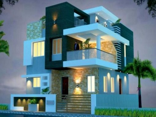 Hussain Residence modern bungalow exterior render